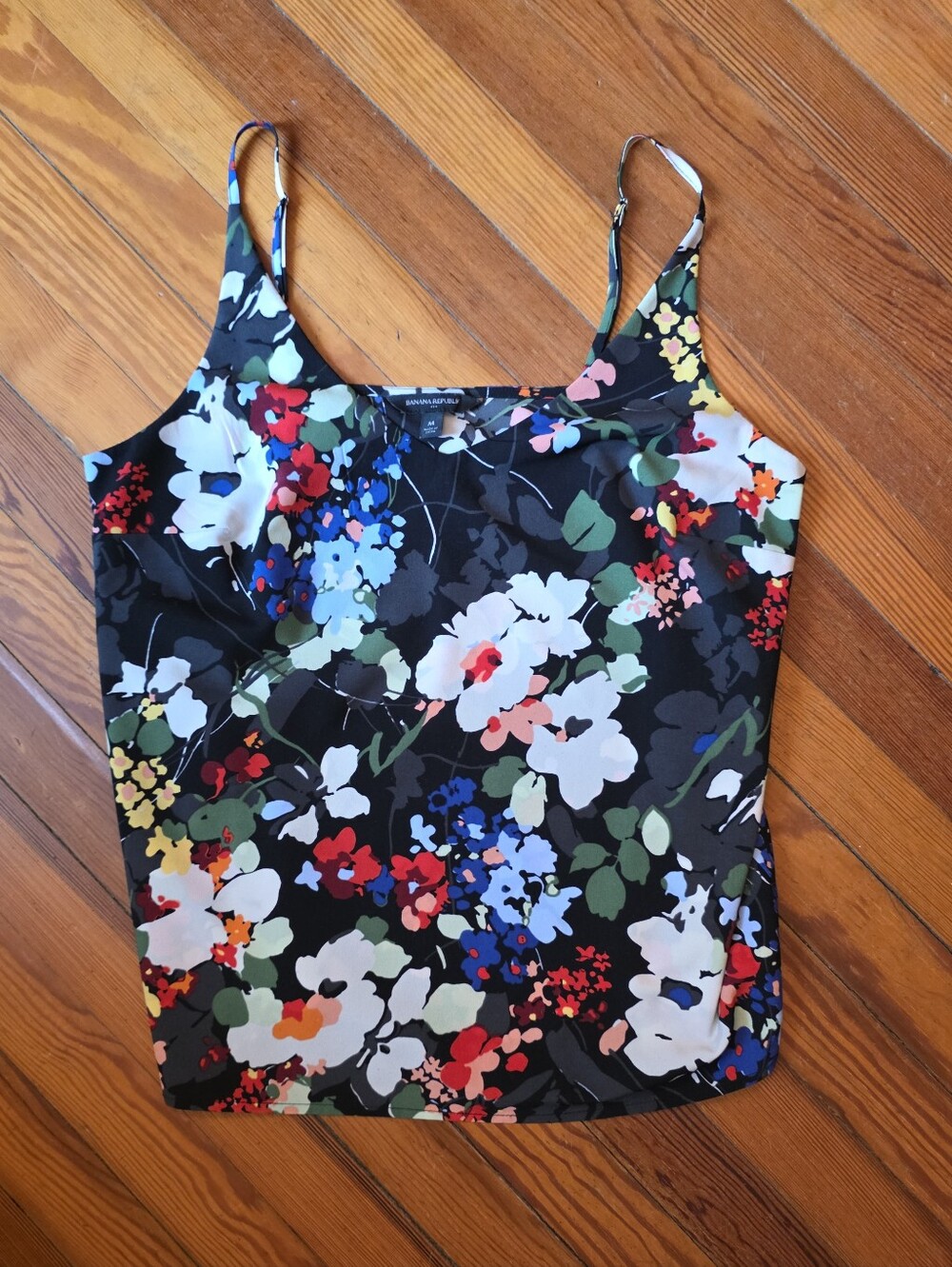 Banana Republic Black Floral Spaghetti Strap Camisole